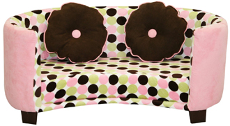 Newco Kids Pink Sofa with Chocolate Dots